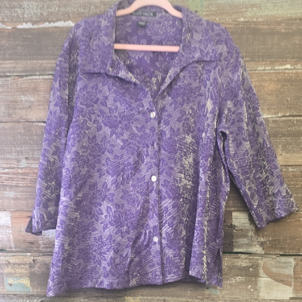 Scott Taylor Purple Floral Women's Top, Size 2X